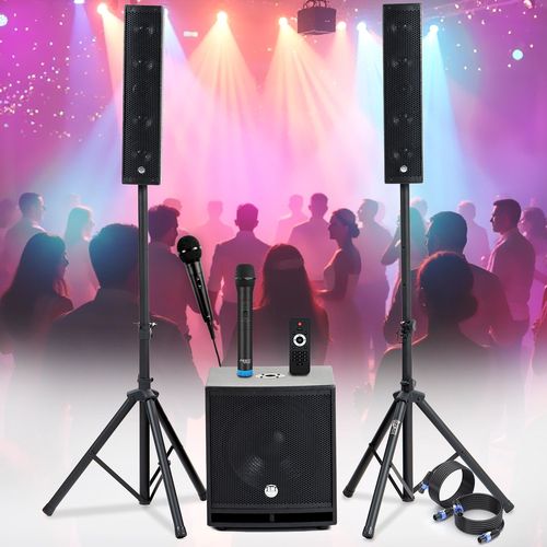 Systme Sonorisation Complet 1200W Enceintes DJ, ENORME SUB 38cm USB/Bluetooth, 2 MICROS, Fte de la Musique, Mariage, Baptme