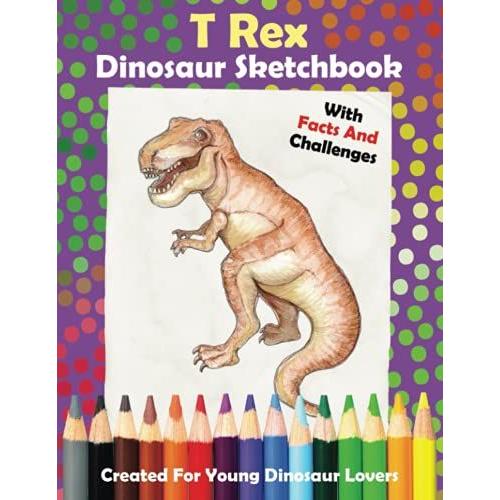 T Rex Dinosaur Sketchbook For Kids Ages 4-8 And 9-12: Cool Drawing Pad With Facts And Challenges For Ambitious Children | Must-Have For Each Young Fan Of Dinosaurs (Dinosaur Art Books For Kids)   de unknown  Format Broch 