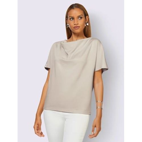 T-Shirt  Col Bnitier Mlange De Modal Doux - Creation L - Gris Clair-Couleur Argent Imprim