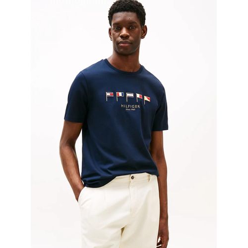T-Shirt  Col Ras-Du-Cou Et Multi-Drapeaux Hilfiger Multi Flags Tee/Navy Blue - Xs