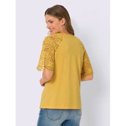 T-Shirt  Encolure Ronde Manches En Dentelle - Linea Tesini - Jaune
