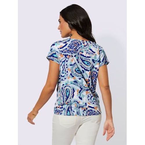 T-Shirt  Encolure Ronde Qualit Lyocell - Creation L - cru-Menthe Imprim