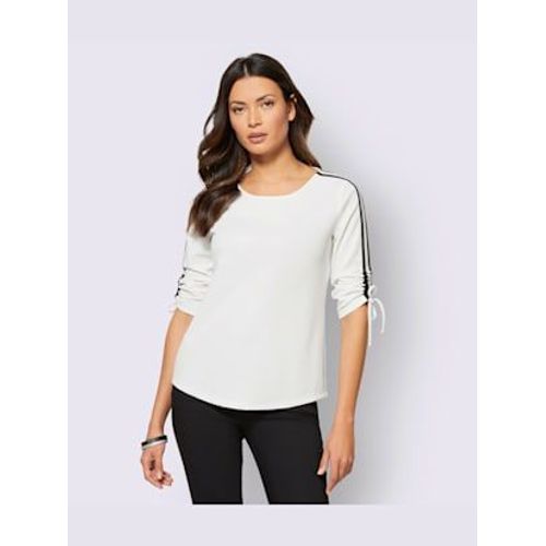 T-Shirt  Manches 3/4 Crpe Et Jersey - Creation L - cru