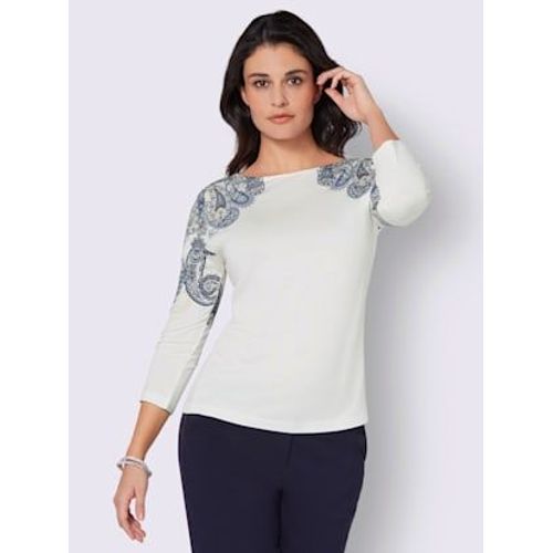 T-Shirt  Manches 3/4 Viscose - Creation L - cru-Marine Imprim