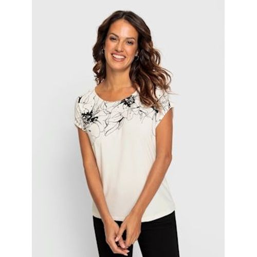 T-Shirt  Manches Courtes Qualit Viscose Douce - Fair Lady - cru-Noir Imprim
