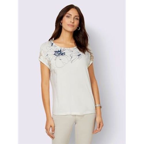 T-Shirt  Manches Courtes Qualit Viscose Douce - Fair Lady - Sable-Bleu Fume Imprim