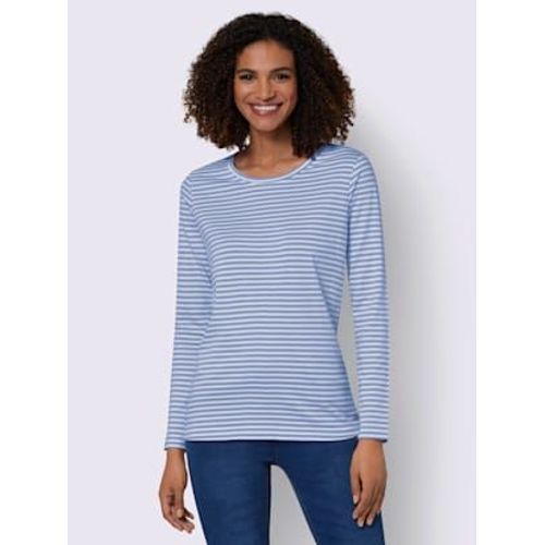 T-Shirt  Rayures 50% Coton - Collection L - Bleu-cru  Rayures Fines