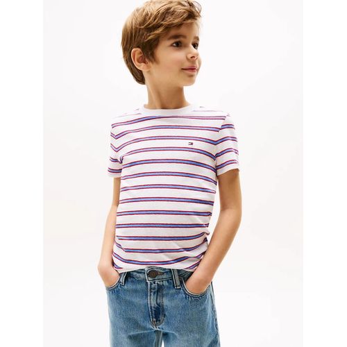 T-Shirt  Rayures En Lin Mlang Yd Cotton Linen Stp Tee/White Multi Stripe - 164 Cm