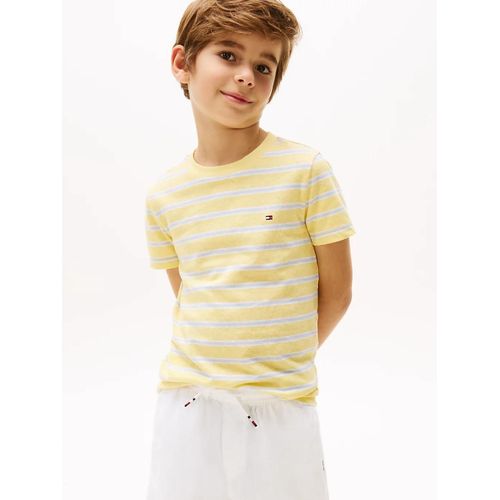 T-Shirt  Rayures En Lin Mlang Yd Cotton Linen Stp Tee/Citronella Multi Stripe - 128 Cm