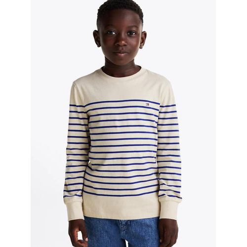 T-Shirt  Rayures Et Manches Longues U C-Neck Stripe Ls Tee/Classic Beige Base Wedge Blue Str - 164 Cm