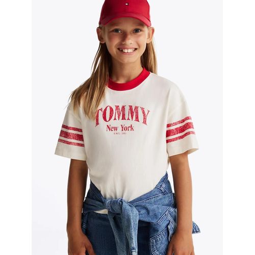 T-Shirt Colour-Block  Col Ras-Du-Cou Varsity Colorblock Tee Ss/Off White - 128 Cm
