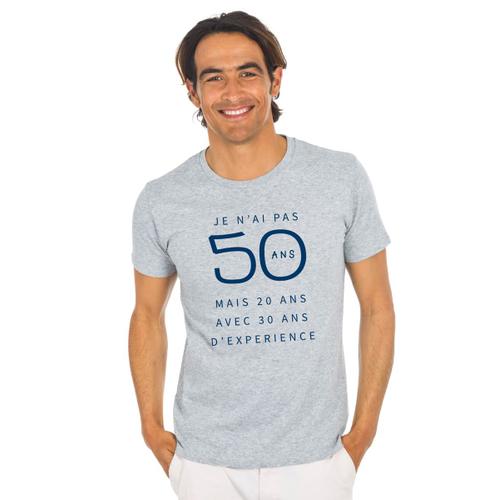 T-Shirt En Coton Biologique Je NAi Pas 50 Ans Mais 20 Ans Avec 30 Ans DExprience - Gris Chin