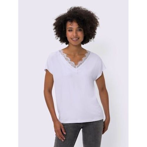 T-Shirt En V Viscose Douce Et Fluide - Linea Tesini - Blanc
