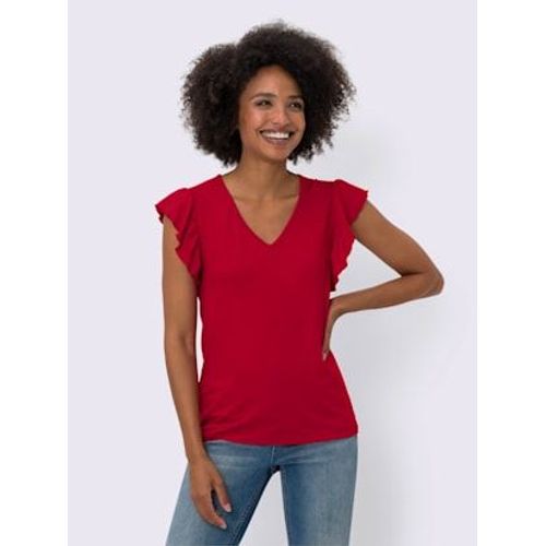 T-Shirt En V Viscose Douce Et Fluide - Linea Tesini - Rouge