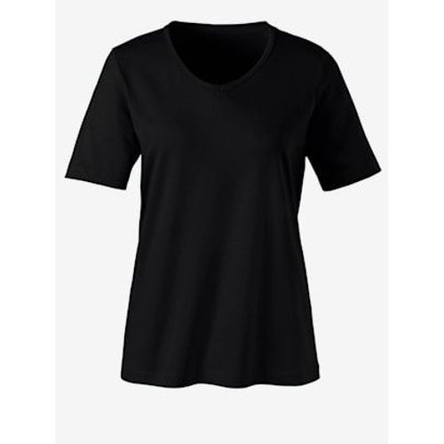 T-Shirt Femme Simple Confortable Col V - - Noir