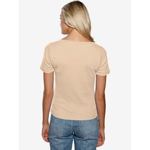 T-Shirt Grande Encolure Carre - Linea Tesini - Beige