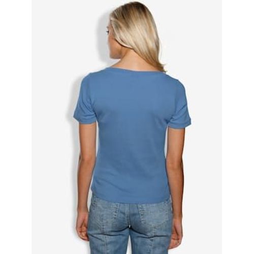 T-Shirt Grande Encolure Carre - Linea Tesini - Bleu Azur