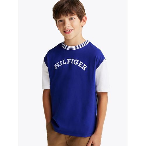 T-Shirt Hilfiger Monotype  Logo Floqu Monotype Flock Graphic Tee Ss/Wedge Blue / White - 74 Cm