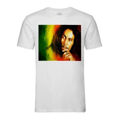 T-Shirt Homme Col Rond Bob Marley Legende Reggae Musique Jamaique Rastafari