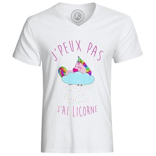 T-Shirt Homme J'peux Pas J'ai Licorne Humour Dessin Licorne Qui Dort Sur Nuage Qui Pleut Des Gouttes Arc-En-Ciel