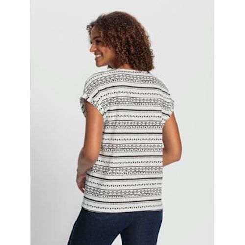 T-Shirt Imprim Pur Coton - Collection L - cru-Noir Imprim