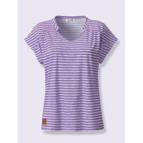 T-Shirt Imprim Pur Coton - Collection L - Lavande-cru  Rayures Fines