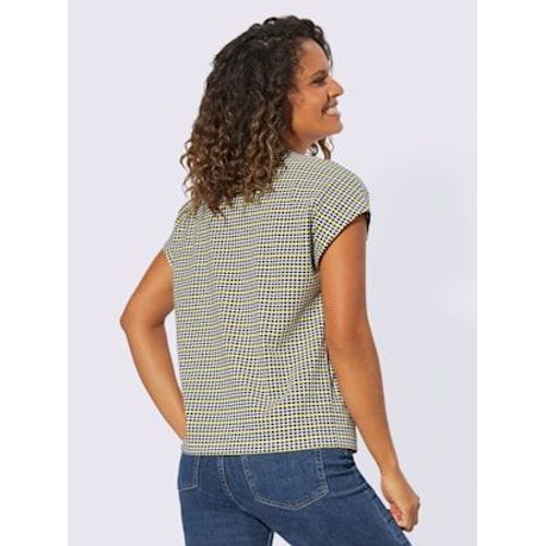 T-Shirt Imprim Pur Coton - Collection L - Marine-Jaune Soleil  Rayures
