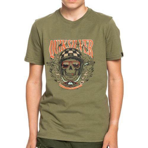 T-Shirt Kaki Garon Quiksilver Biker Skull