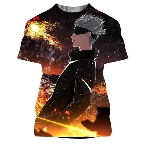 T-Shirt Manches Courtes Col Rond Homme Ado, Dessin Anim? Japonais Jujutsu Kaisen 3d ?T? Kawaii Et D?Contract?, ? La Mode, Avec Impression Style Harajuku L