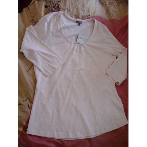 T-Shirt Manches Longues Col Arrondi Fronc Phildar Modle Pacha Taille Xl Rose Nacre  100 % Coton 