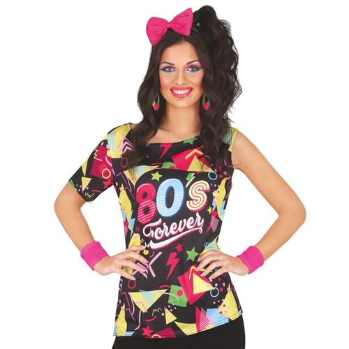 T-Shirt Polyester Fan Des Annes 80 Color Femme
