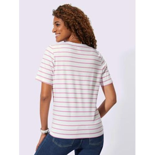 T-Shirt Pur Coton - Collection L - Orchide-cru  Rayures