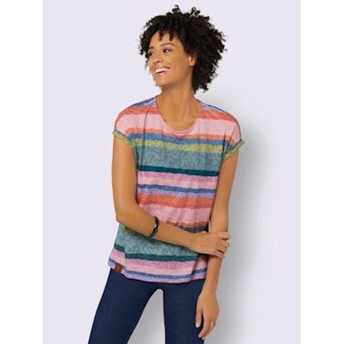 T-Shirt Ray 50% Coton - Collection L - Quartz Rose-Jade  Rayures Fines