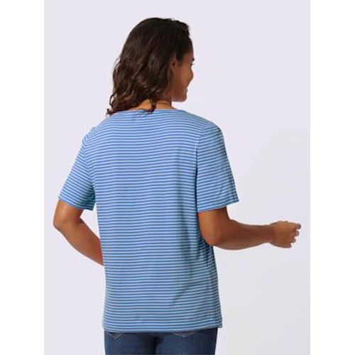 T-Shirt Ray Pur Coton - Collection L - Bleu Moyen-cru  Rayures Fines