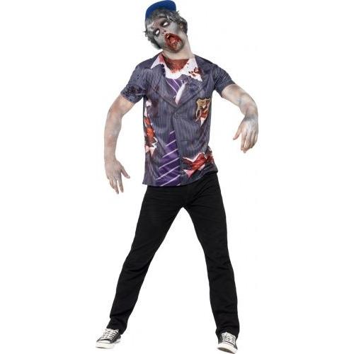 T-Shirt Zombie colier Homme Halloween, Taille Large