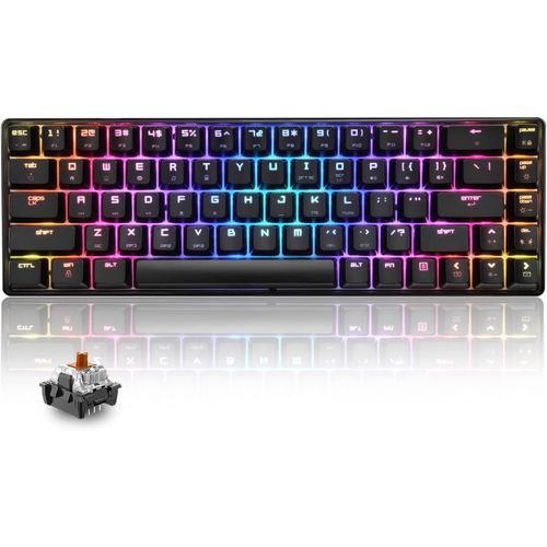 T8 Rgb 60% Clavier Mcanique, Clavier De Jeu Filaire Layout Compacte 65%, 18 Led Rvb Chroma Rtroclaires, Qwerty Mini 68 Touches Full Key Anti-Ghosting Pour Ps4, Xbox, Pc, Mac - [Cla670806]