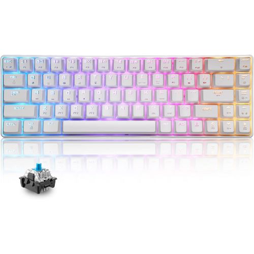 T8 Rgb 60% Clavier Mcanique, Clavier De Jeu Filaire Layout Compacte 65%, 18 Led Rvb Chroma Rtroclaires, Qwerty Mini 68 Touches Full Key Anti-Ghosting Pour Ps4, Xbox, Pc, Mac - [Cla670809]