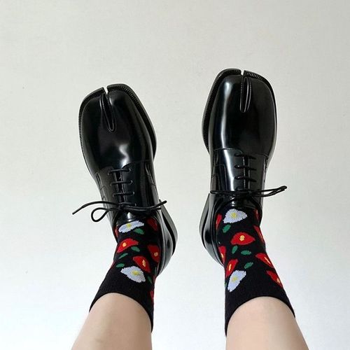 Tabi-Chaussures Noires En Cuir Pu Pour Femmes,Mocassins Dcontracts  La Mode - 38