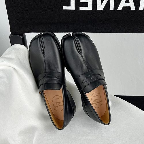 Tabi-Chaussures Noires En Cuir Pu Pour Femmes,Mocassins Dcontracts  La Mode - 36