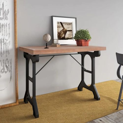 Table A Diner En Bois De Sapin Massif Et Fer | 110x65x82 Cm, Compact, Design Elegant, Gain De Place