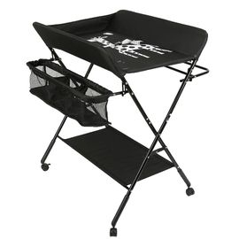 Table A Langer Oobest Pliable Pour Bebe Avec Roue Silencieuse Et Panier De Rangement A C Te Noir Rakuten