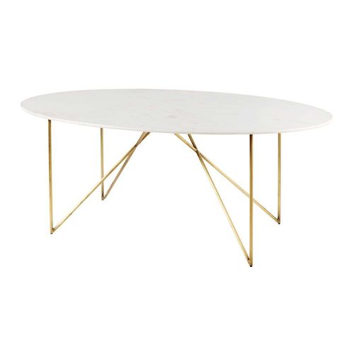 Table  Manger 4/6 Personnes En Marbre Reconstitu Blanc Et Fer Dor L200