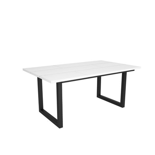Table  Manger, 8 Personnes, 170, Robuste Et Stable Gr ¢Ce  Sa Structure Et Aux Pieds Solides, Blanc, Style Industriel