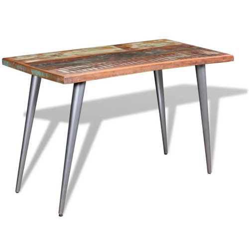 Table A Manger En Bois De Recuperation 120x60x76 Cm | Style Vintage, Unique, Construction Bois Massif, Stable Et Robuste, Teck/Manguier/Acacia, Gain De Place