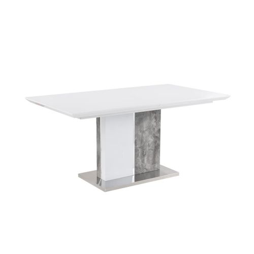Table  Manger Extensible - 6  8 Couverts - Mdf - Coloris : Blanc Laqu Et Bton - Eren