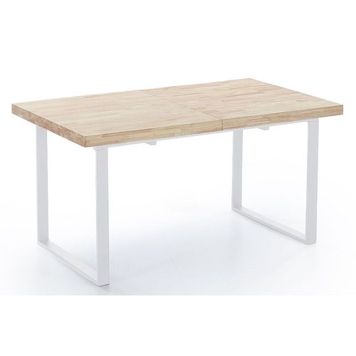 Table  Manger Rectangulaire Extensible Coloris Chne Nordique / Pieds Blanc , Longueur 140 - 180 X Large