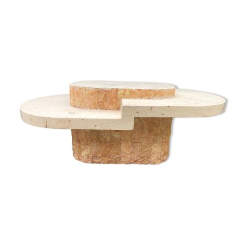 Table Basse Asymtrique Design 80 En Pierre De Mactan Travertin De Magnussen Ponte Blanc