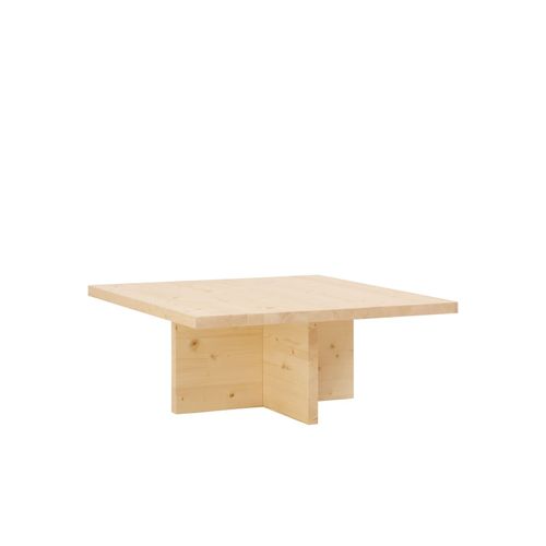 Table Basse Carre En Bois De Sapin Beige 80x33,22cm