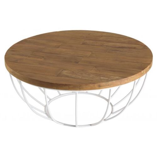 Table Basse Coque Blanche 80x80 Cm En Teck Recycl? - Appoline
