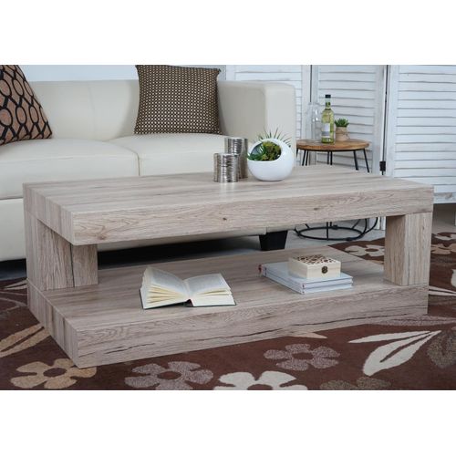 Table Basse De Salon Hwc-A32, Structure 3d Mvg 40x110x60cm   Aspect Chne Sanremo
